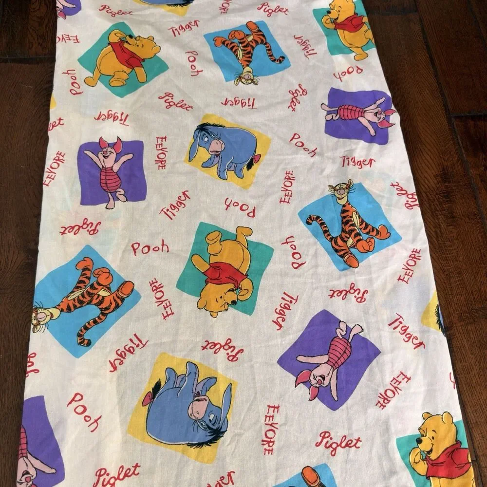 Disney Winnie the Pooh 1996 Crib Sheet 1 Fitted End 1 Flat Tigger Eeyore VTG